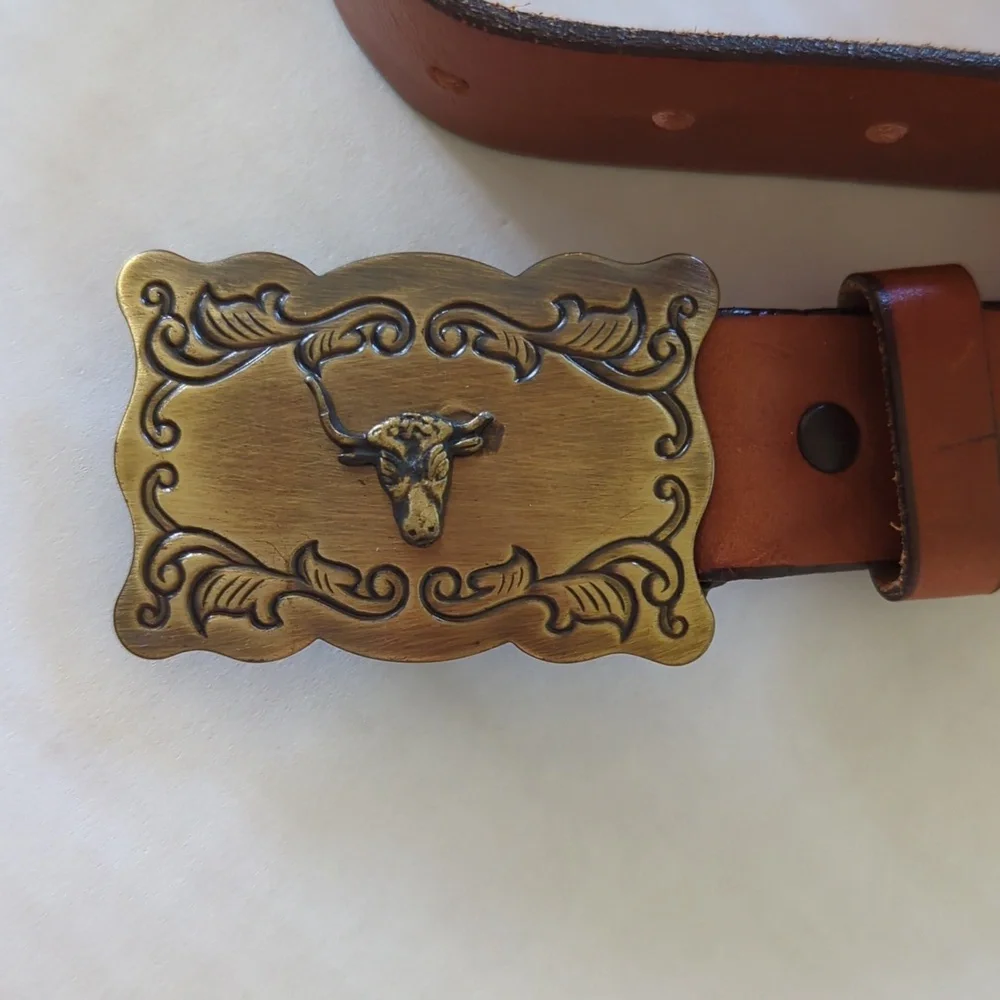 Vintage Chaucer Harness Leather Belt w/Western Buckle 26 Brown FLAW